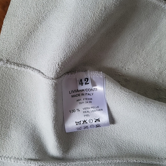 Cream Leather Jacket by Liviana Conti Size 42 - Picture 4 of 5